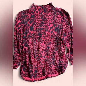 Chico's Red and Black Animal Print Top